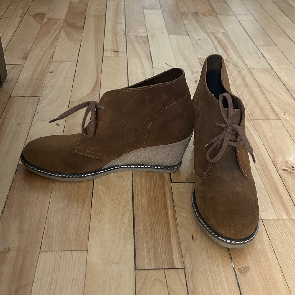 J. Crew Brown Suede Wedge Ankle Boots